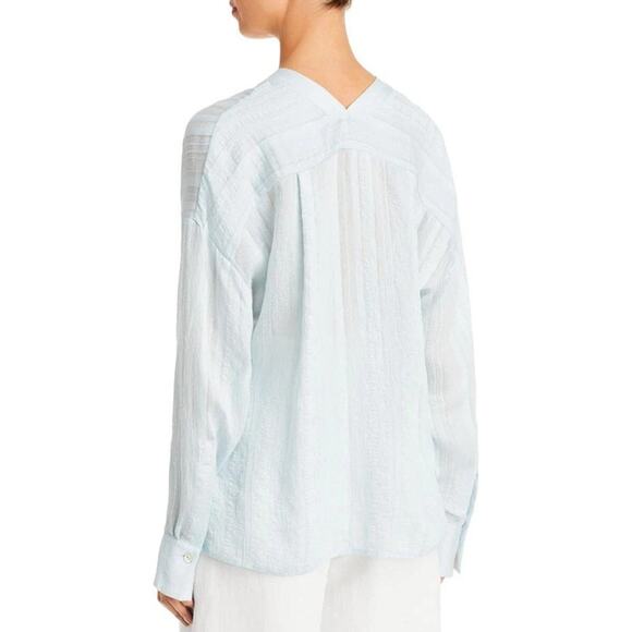 Vince Tonal Stripe Vneck Drapey Button Down Blouse Small NEW - Picture 2 of 9